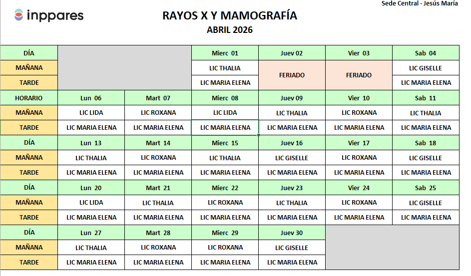 HORARIOS 2026 2